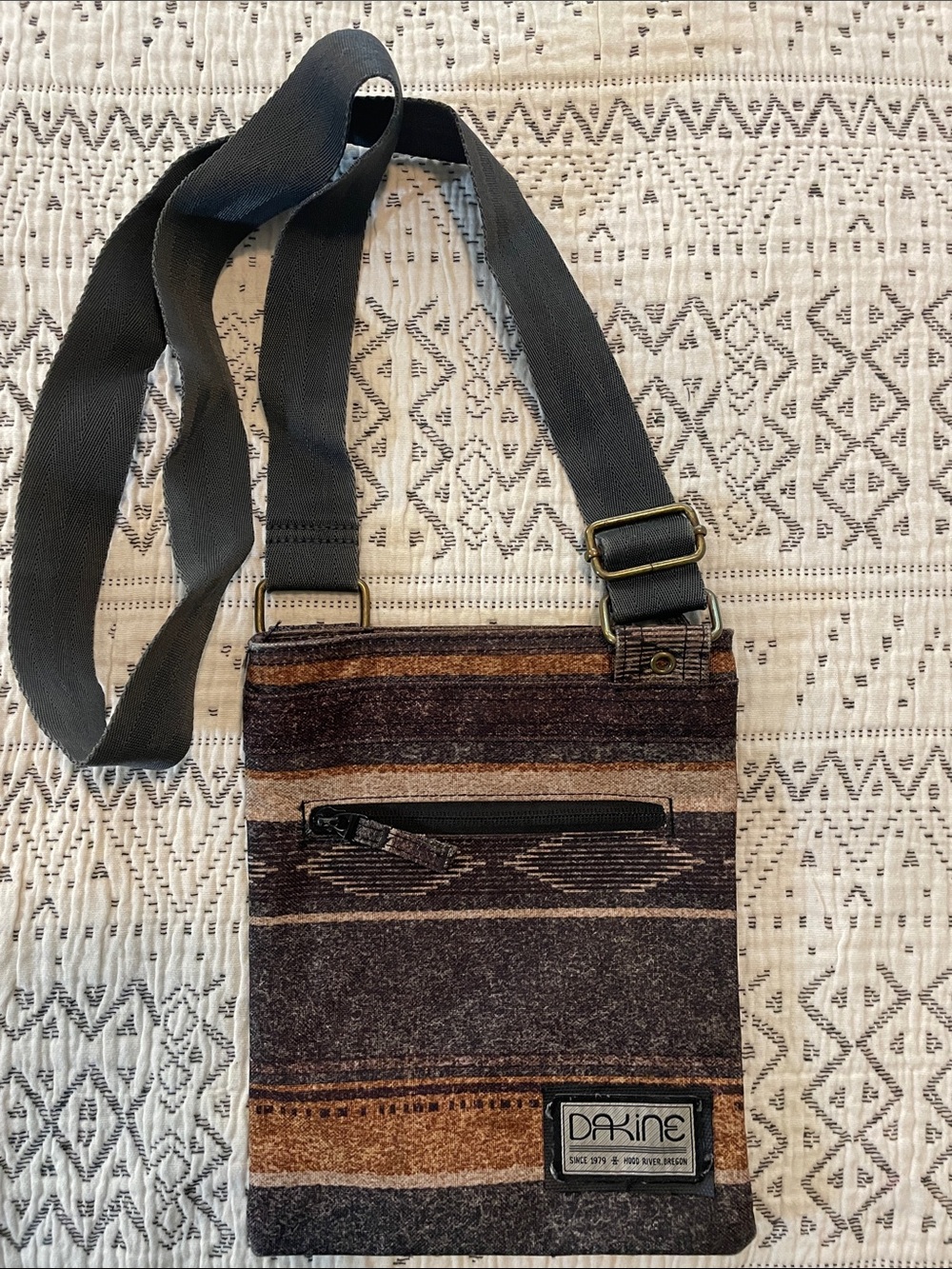 Dakine Brown, Black and Tan Striped Messenger Crossbody Bag